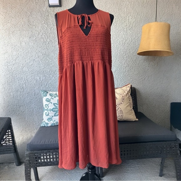 Torrid Rust Chiffon Smocked Tank Dress Brown 3X - Picture 1 of 5